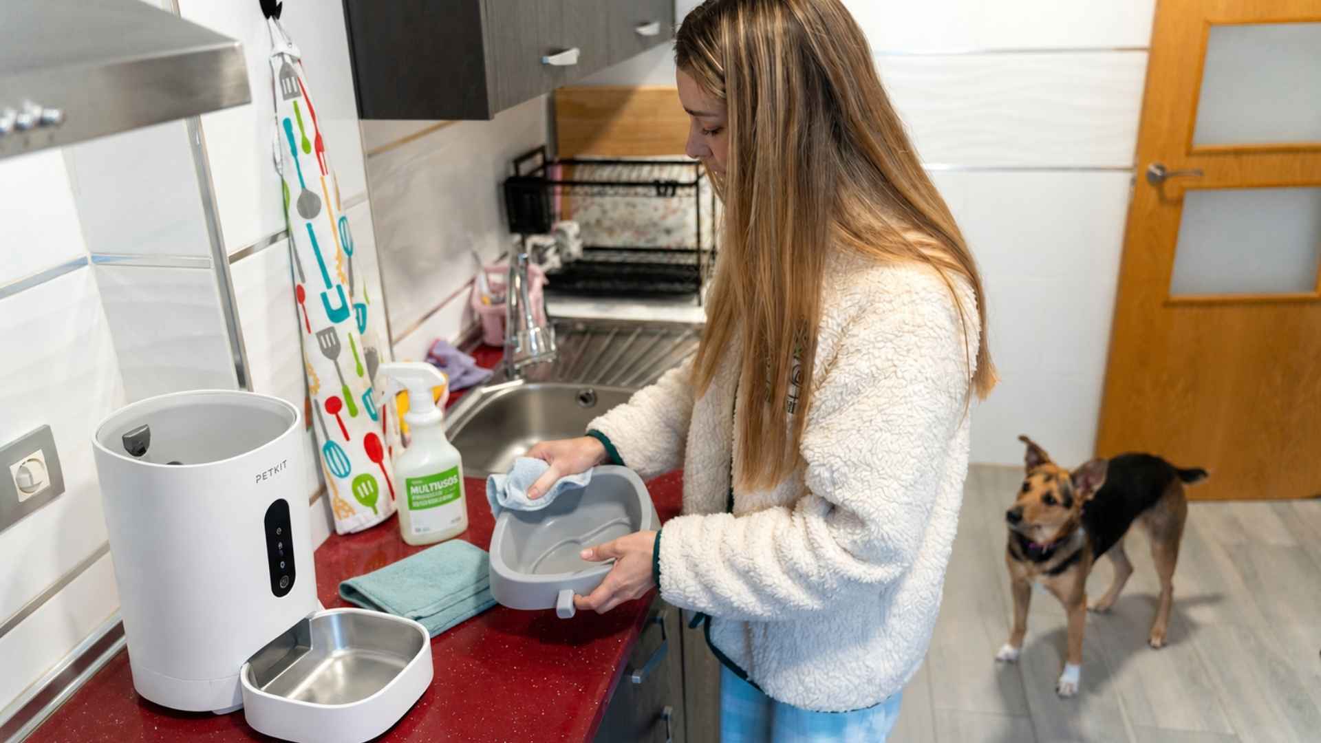 limpieza comedero automático perros